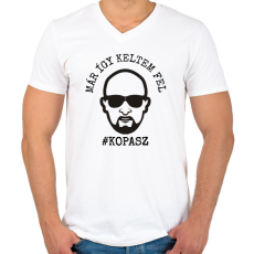 PRINTFASHION #Kopasz - Férfi V-nyakú póló - Fehér