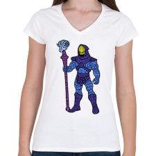 PRINTFASHION Koponya arc - Női V-nyakú póló - Fehér női póló