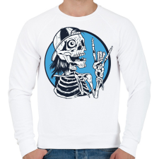 PRINTFASHION Koponya baseball sapkával - Férfi pulóver - Fehér férfi pulóver, kardigán
