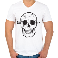 PRINTFASHION Koponya - Férfi V-nyakú póló - Fehér férfi póló