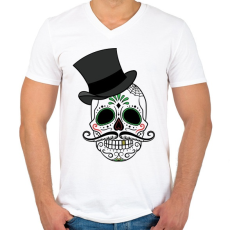 PRINTFASHION Koponya - Férfi V-nyakú póló - Fehér