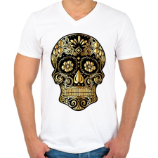 PRINTFASHION Koponya - Férfi V-nyakú póló - Fehér férfi póló