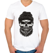 PRINTFASHION Koponya  - Férfi V-nyakú póló - Fehér férfi póló