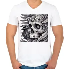 PRINTFASHION Koponya - Férfi V-nyakú póló - Fehér férfi póló