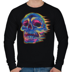 PRINTFASHION Koponya glitch art - Férfi pulóver - Fekete
