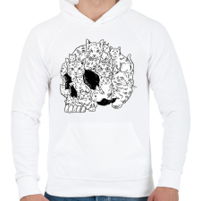PRINTFASHION Koponya macskákból - Férfi kapucnis pulóver - Fehér férfi pulóver, kardigán