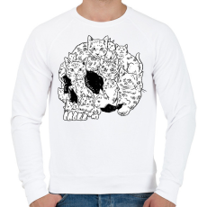 PRINTFASHION Koponya macskákból - Férfi pulóver - Fehér