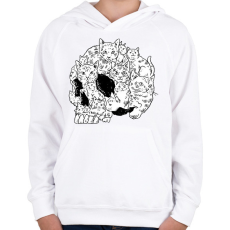 PRINTFASHION Koponya macskákból - Gyerek kapucnis pulóver - Fehér