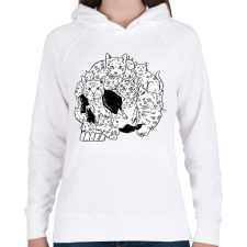 PRINTFASHION Koponya macskákból - Női kapucnis pulóver - Fehér női pulóver, kardigán