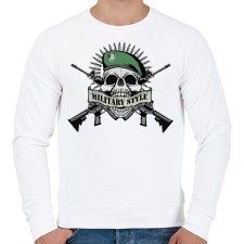 PRINTFASHION Koponya - Military style - Férfi pulóver - Fehér férfi pulóver, kardigán