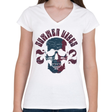PRINTFASHION Koponya - Női V-nyakú póló - Fehér