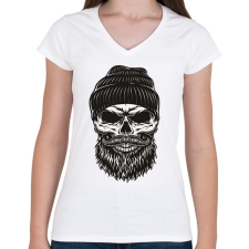 PRINTFASHION Koponya  - Női V-nyakú póló - Fehér női póló