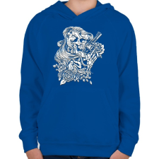 PRINTFASHION Koponya psiztollyal - Gyerek kapucnis pulóver - Királykék gyerek pulóver, kardigán