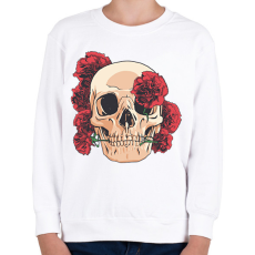 PRINTFASHION Koponya rózsákkal - Gyerek pulóver - Fehér