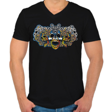 PRINTFASHION Koponyák művészi ornamentika - Férfi V-nyakú póló - Fekete férfi póló