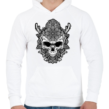 PRINTFASHION Koponyarajz - Férfi kapucnis pulóver - Fehér férfi pulóver, kardigán