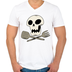 PRINTFASHION Koponyás szakács - Férfi V-nyakú póló - Fehér