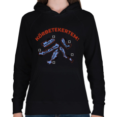 PRINTFASHION Körbetekertem! - Női kapucnis pulóver - Fekete
