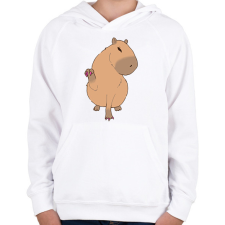 PRINTFASHION Körmös capybara - Gyerek kapucnis pulóver - Fehér gyerek pulóver, kardigán