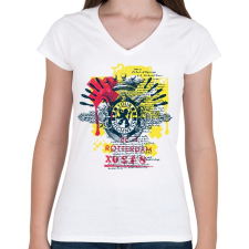 PRINTFASHION Korona minták rotterdam - Női V-nyakú póló - Fehér női póló