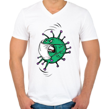 PRINTFASHION Korona vírus - Férfi V-nyakú póló - Fehér férfi póló