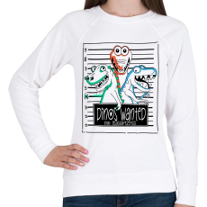 PRINTFASHION Körözött dínók - Női pulóver - Fehér