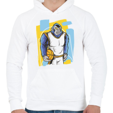 PRINTFASHION Kosaras gorilla - Férfi kapucnis pulóver - Fehér férfi pulóver, kardigán