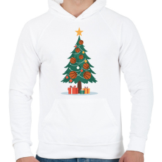 PRINTFASHION Kosaras karácsonyfa - Férfi kapucnis pulóver - Fehér