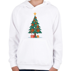 PRINTFASHION Kosaras karácsonyfa - Gyerek kapucnis pulóver - Fehér