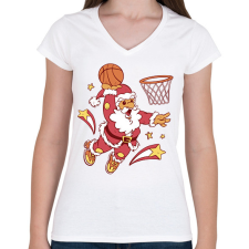 PRINTFASHION Kosaras télapó - Női V-nyakú póló - Fehér női póló