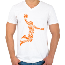 PRINTFASHION Kosaras ugrás - Férfi V-nyakú póló - Fehér