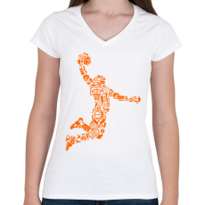 PRINTFASHION Kosaras ugrás - Női V-nyakú póló - Fehér
