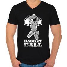 PRINTFASHION Kosárlabda - Férfi V-nyakú póló - Fekete férfi póló
