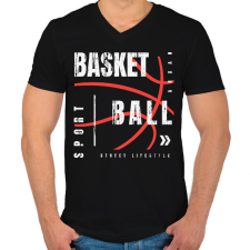 PRINTFASHION kosárlabda - Férfi V-nyakú póló - Fekete férfi póló