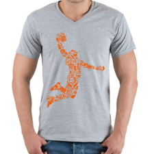 PRINTFASHION Kosárlabda játékos - Férfi V-nyakú póló - Sport szürke férfi póló
