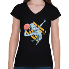 PRINTFASHION kosárlabda - Női V-nyakú póló - Fekete női póló