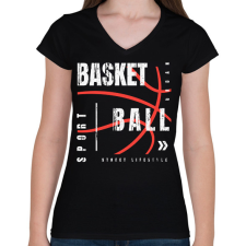 PRINTFASHION kosárlabda - Női V-nyakú póló - Fekete női póló