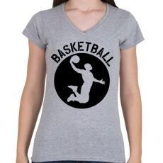 PRINTFASHION Kosárlabda - Női V-nyakú póló - Sport szürke