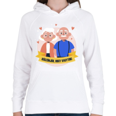 PRINTFASHION Köszönjük, hogy vagytok - Női kapucnis pulóver - Fehér
