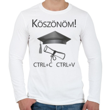 PRINTFASHION Köszönöm! Crtl+C Ctrl+V - Férfi hosszú ujjú póló - Fehér férfi póló