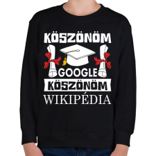 PRINTFASHION Köszönöm Google, Köszönöm Wikipédia - Gyerek pulóver - Fekete gyerek pulóver, kardigán