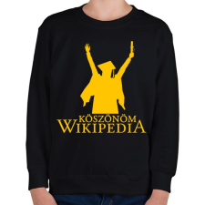 PRINTFASHION Köszönöm Wikipedia - Gyerek pulóver - Fekete gyerek pulóver, kardigán