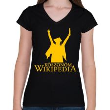 PRINTFASHION Köszönöm Wikipedia - Női V-nyakú póló - Fekete női póló