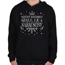 PRINTFASHION Kosztolányi Dezső - Karácsony - Gyerek kapucnis pulóver - Fekete