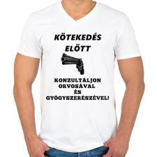 PRINTFASHION KÖTEKEDÉS ELŐTT - Férfi V-nyakú póló - Fehér férfi póló