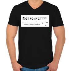 PRINTFASHION Kótyomfitty - Férfi V-nyakú póló - Fekete