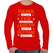 PRINTFASHION Kövér bankszámla és vékony test karácsonyra - Férfi hosszú ujjú póló - Piros férfi póló