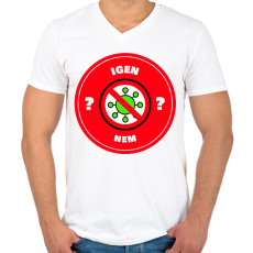 PRINTFASHION Kovid - Férfi V-nyakú póló - Fehér