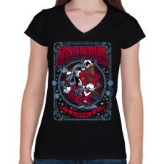 PRINTFASHION Krampus sötét karácsony - Női V-nyakú póló - Fekete