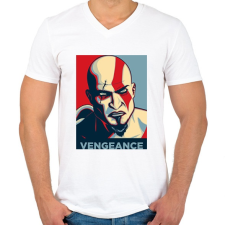 PRINTFASHION Kratos bosszúja - Férfi V-nyakú póló - Fehér férfi póló